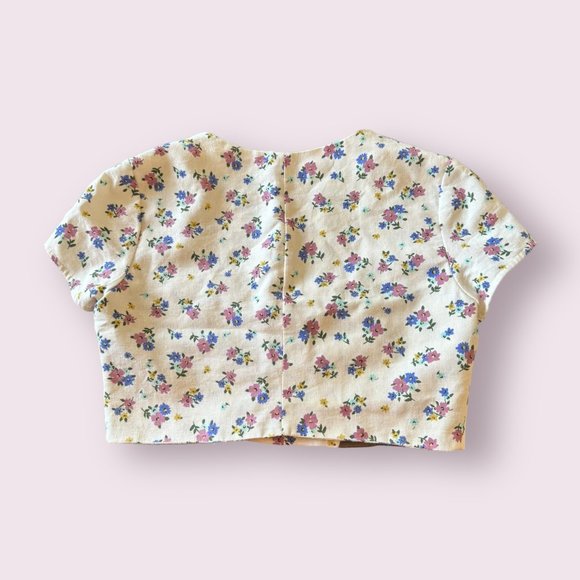 Zara | Women’s | Floral Square Neck Short Sleeve Crop Top | Size: S - Picture 5 of 6